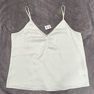 NWT Express Satin Ruched Front Cami, Cream- Size L